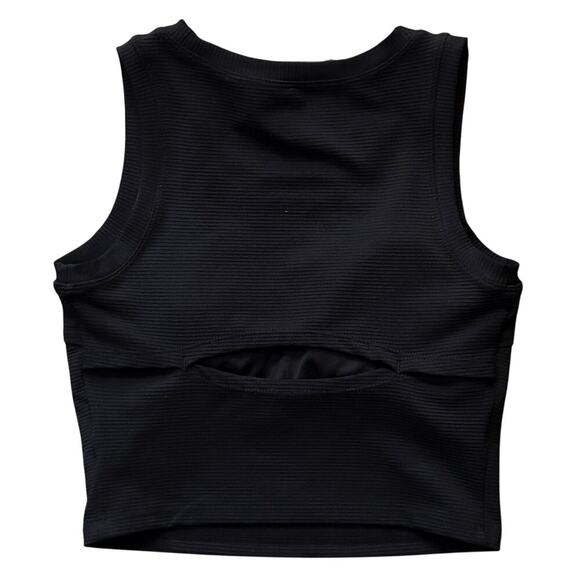 NWT Move Theology Cut-Out Contour Black Ribbed Athletic Tank Top Small - Picture 4 of 5